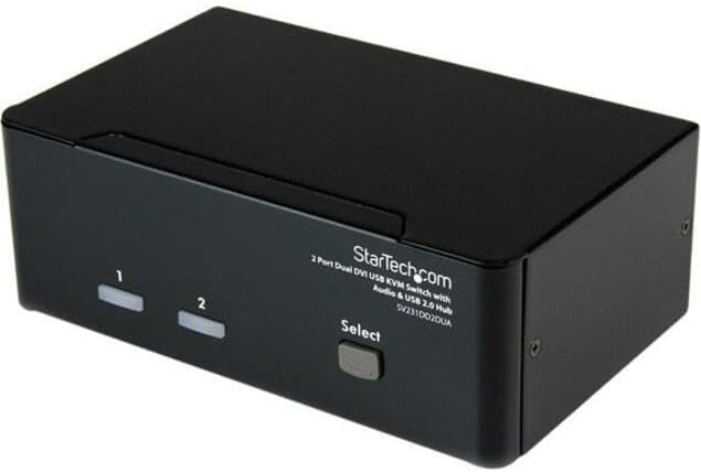 StarTech.com DVI KVM Switch with Audio & USB 2.0 Hub – 2-Port USB KVM Switch - 1920 x 1200 - Dual Monitor KVM Switch TAA (SV231DD2DUA)