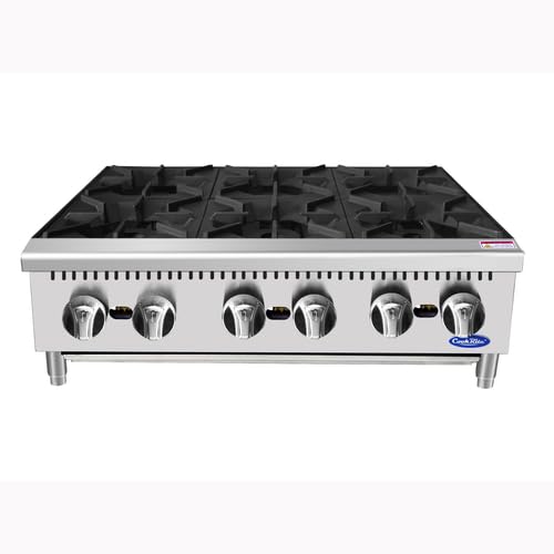 Atosa Commercial Countertop Hotplate, 6-Burner, Cast Iron Grates, Propane Gas, 36 (ACHP-6-LP)