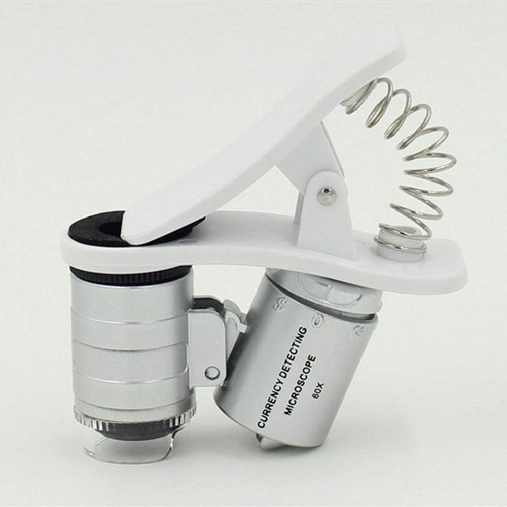 1Pcs Universal Led Clip Mobile Phone Microscope Magnifier Micro-Lens 60X Optical Zoom Telescope Camera Lens