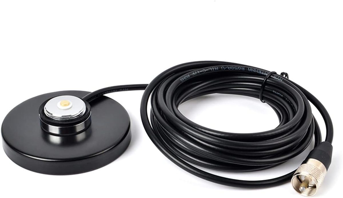 HYS 5M RG58 27MHz Communication, Universal NMO Magnetic Mount Antenna with Cable, BNC Male Connector for CB Radio HF