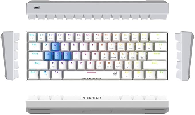 acer Predator Aethon 330 Gaming Keyboard|Space-Saving 61-Key Design|100% Anti-Ghosting with N-Key Rollover|Kailh Blue Switches|Personalized RGB Lighting | Dual Mode - Wired & Bluetooth (Pack of 1