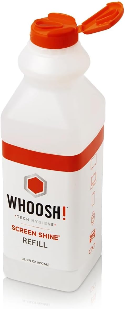 WHOOSH! Electronic Screen Cleaner Refill, 32.1 fl oz | Screen Cleaning Liquid Refill designed for Pro Premium Screen Cleaner, Eco-Friendly, Safe, Screen Cleaner Spray Refill for TVs, Computer Monitors