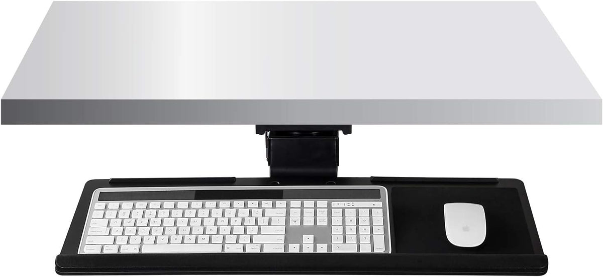 Mount-It! Under Desk Keyboard Tray and Mouse Platform, Ergonomic Computer Keyboard Drawer with Gel Wrist Pad, 17 inch Space Saving Track, Black (MI-7138)