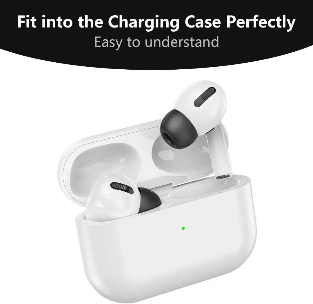 Lanwow Premium Memory Foam Tips for AirPods Pro & AirPods Pro 2nd Generation. No Silicone Eartips Pain. Anti-Slip Eartips. Fit in The Charging Case, 3 Pairs (Small, Black)