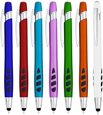 Stylus Pens - 2 in 1 Touch Screen & Writing Pen, Sensitive Stylus Tip - for Your iPad, iPhone, Kindle, Nook, Samsung Galaxy & More - Assorted Barrel Colors, Black Ink, 28 Pack
