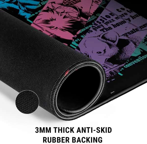 Skinit Medium Gaming Mouse Pad - Officially Licensed Cowboy Bebop Poster Design with Stitched Edges Waterproof Non-Slip Rubber Base Desk Mat for Keyboard & Mouse 17.7 x 15.75 inches