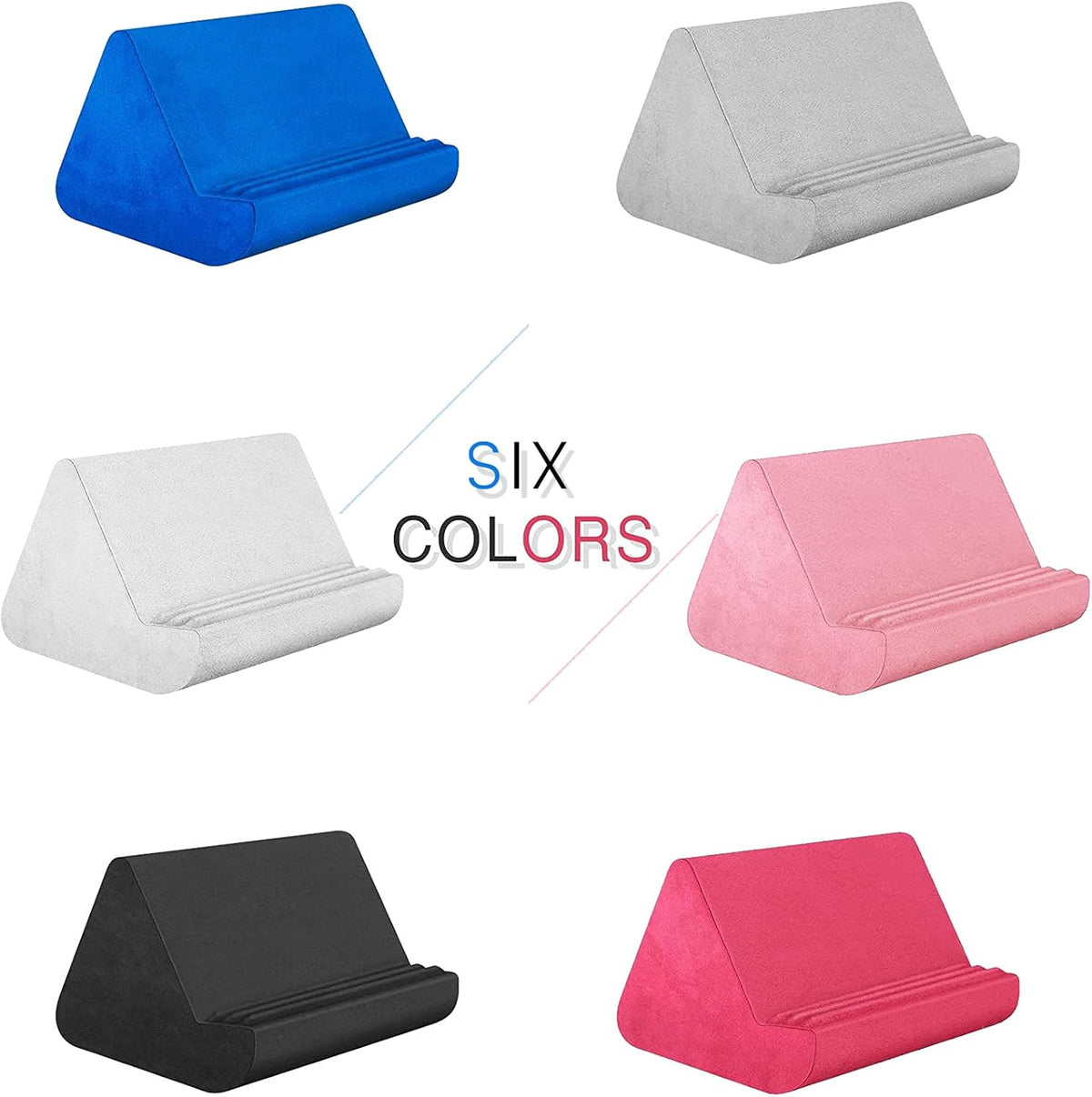 Soft Blues Electrical Blue Pillow Stand with Pocket - Lazy Holder for Bed Sofa with Adjustable Viewing Angle - Compatible with iPads Tablets eReaders Smartphones Books Magazines