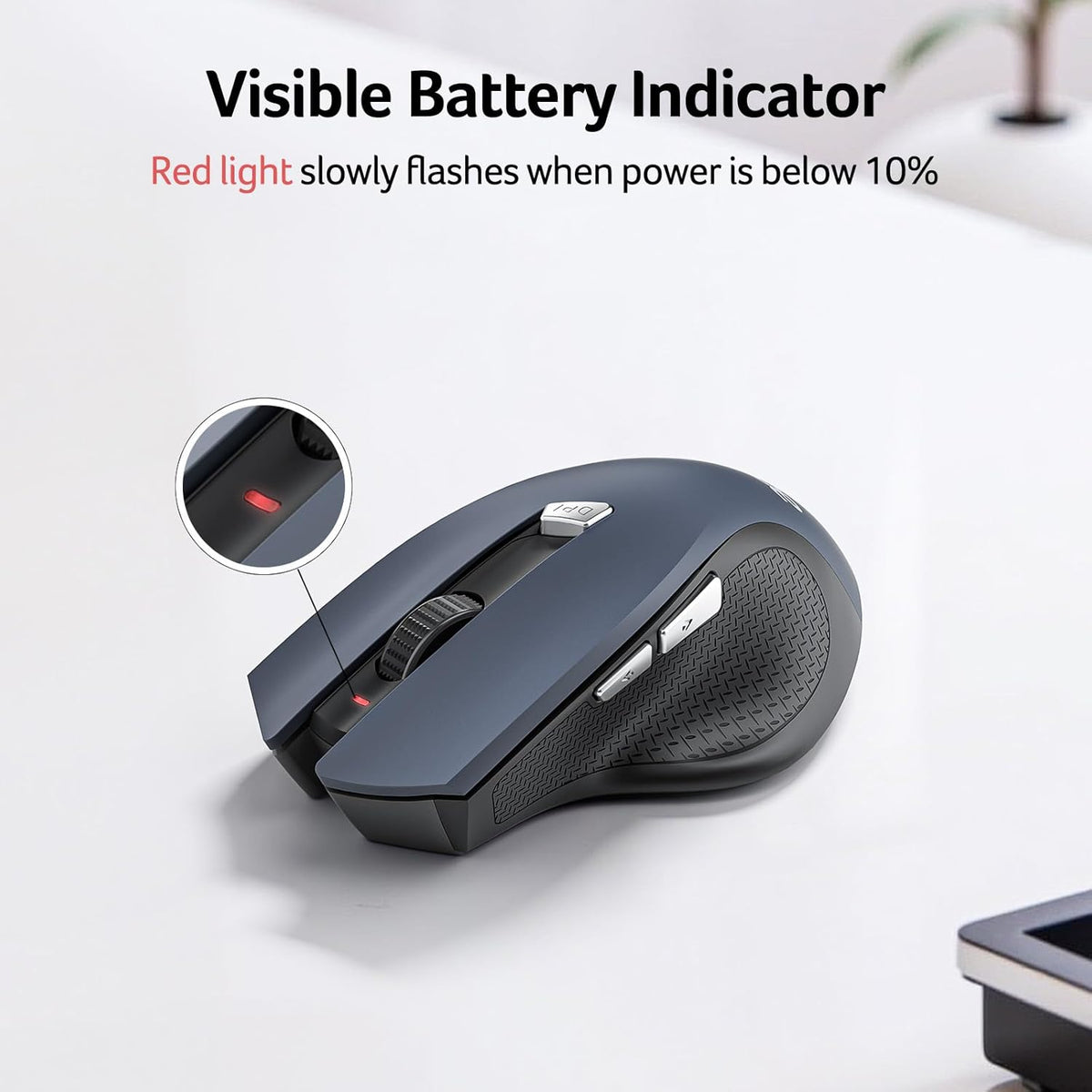 acer Wireless Mouse for Laptop, 2.4GHz Computer Mouse 3 Adjustable DPI Office Cordless USB Mice with USBA Receiver, 6 Buttons, 1600 DPI, Medium to Large Sized Hands Compatible with PC, Laptop, Desktop