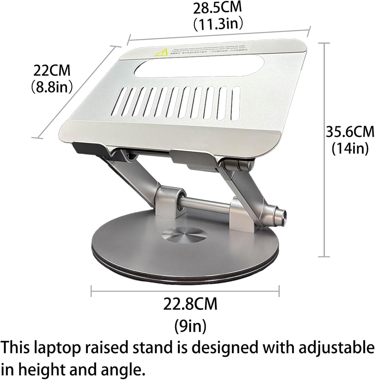 Laptop Stand for Desk, Adjustable Computer Stand with 360° Rotating Base, Ergonomic Laptop Riser for Collaborative Work, Foldable & Portable Laptop Stand, fits for All 10-16" Laptops