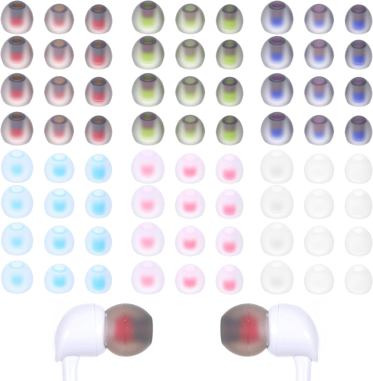Hpmjz 36 Pairs Ear Bud Rubber Tips Silicone Earbud Replacement Tips Ear Tip for in-Ear Headphones with Excellent Noise