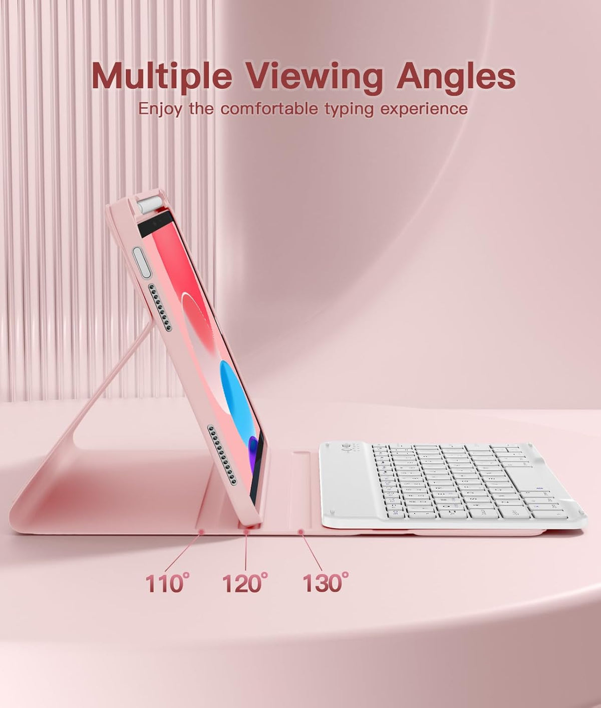 for iPad 10th Generation Case with Keyboard 10.9 Inch- Magnetic Wireless Keyboard Case with Pencil Holder Stain Proof Folio Cover for iPad (A16) 11th Gen 11 Inch 2025/10th Gen 2022 - Light Pink