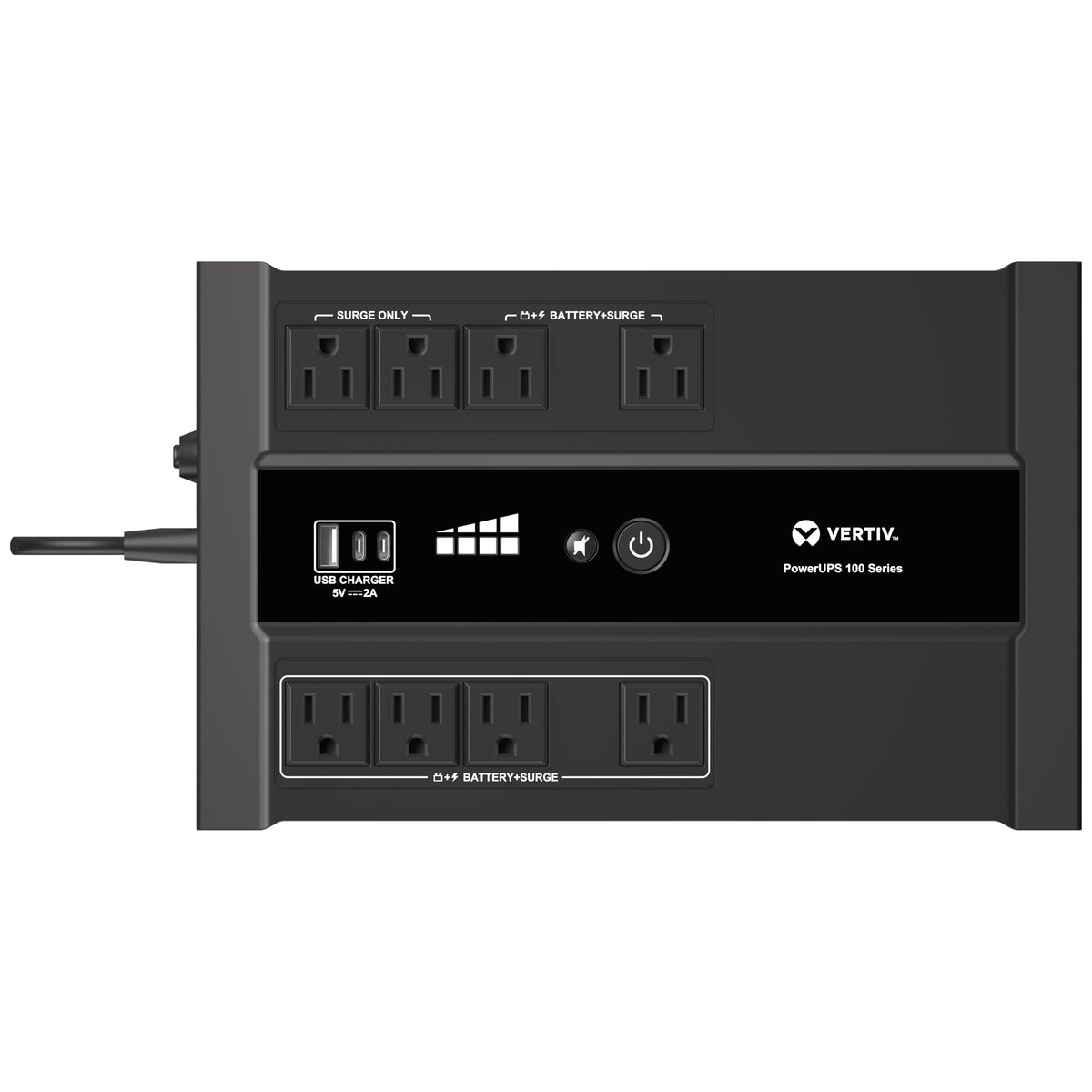 Vertiv Liebert PowerUPS 100 UPS, PST6-700LVMT, 700VA/425W 120V Standby Power, 8 Outlets, Battery Backup with Surge Protection, U