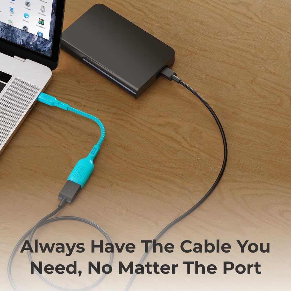 BLACK+DECKER USB C to USB A Adapter, USB C Male to USB Female Adapter Nylon Braid, Type C OTG Cable Compatible w/iPhone 16 15 Pro, Samsung S23 Ultra, MacBook Pro 2022/Air/Mini, iPad—2 Pack, 3"