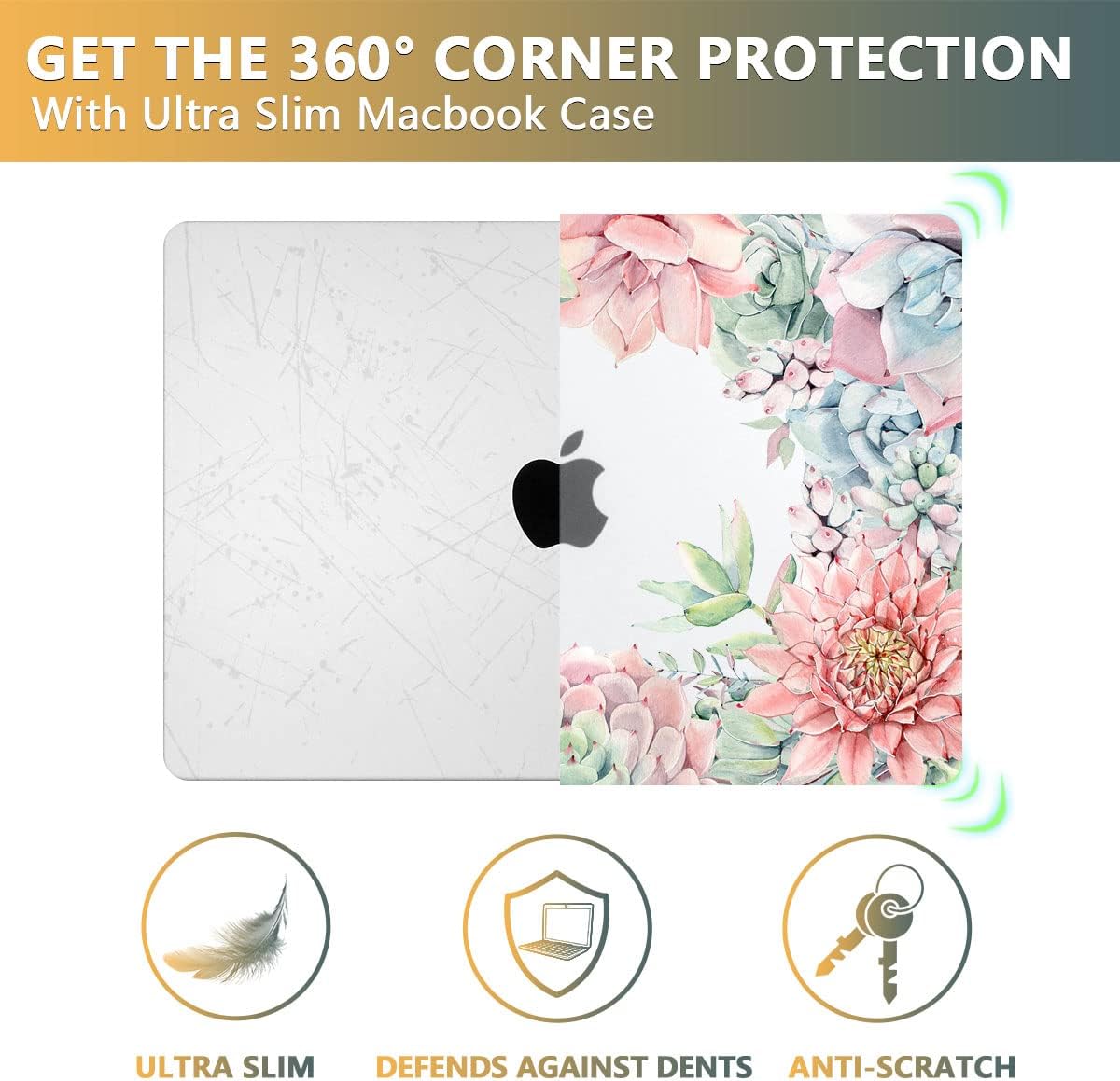 CISSOOK Succulent Hard Shell Case Cover for MacBook Pro 14 Inch 2021-2023 Release Model A2779 A2442 M1 M2 with Touch ID