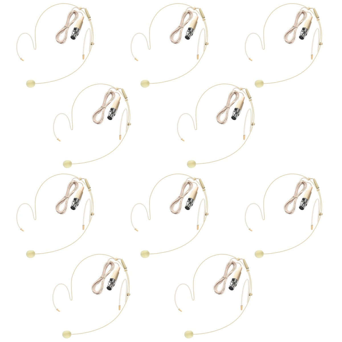 10 Pack Double Earset Headset Microphone Mini XLR Mic 3 Pin TA3F Plug Headworn Over Ear Hanging Condenser Mic in Ear Back Electr
