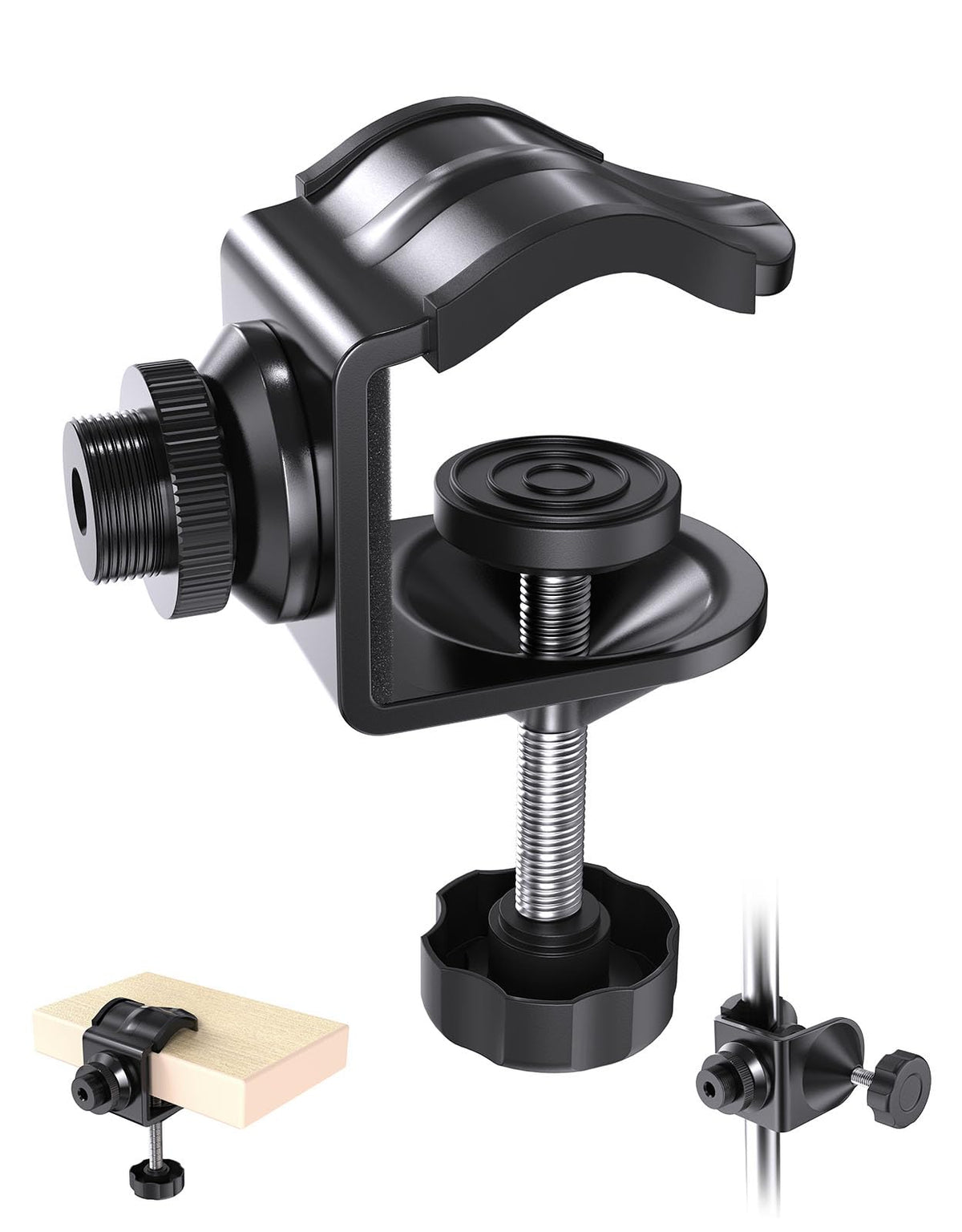 Kubeisi Desk Metal Mic Clamp, Microphone Pole Clamp for Mic Arm Desk Stand & Gooseneck Microphone Stand, Streaming Accessories w