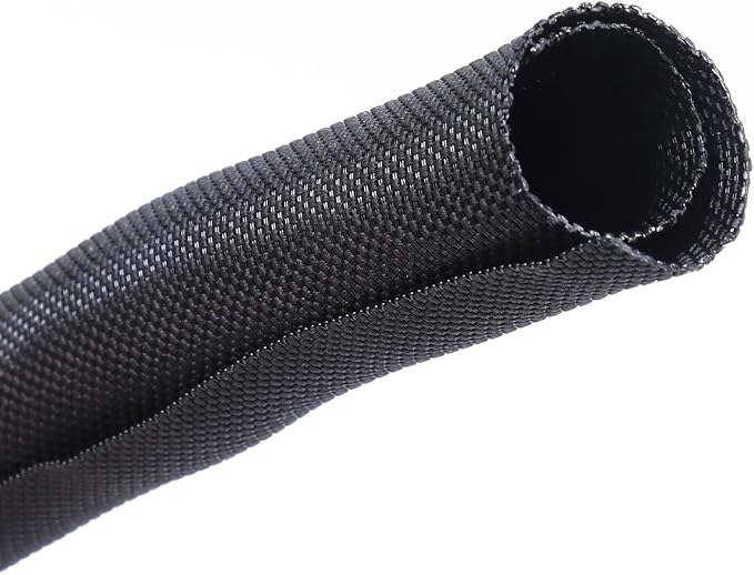 BuyUneed Black Split Braided Cable Management Sleeves 3/4inch -20Feet