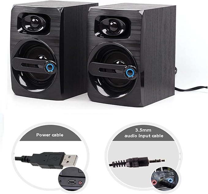 Mini Desktop Speaker for PC 2.0 Wired Compact PC Stereo Speakers 3.5mm Aux Portable Gaming Multimedia Speaker for Phone Laptop Desktop Tablet B