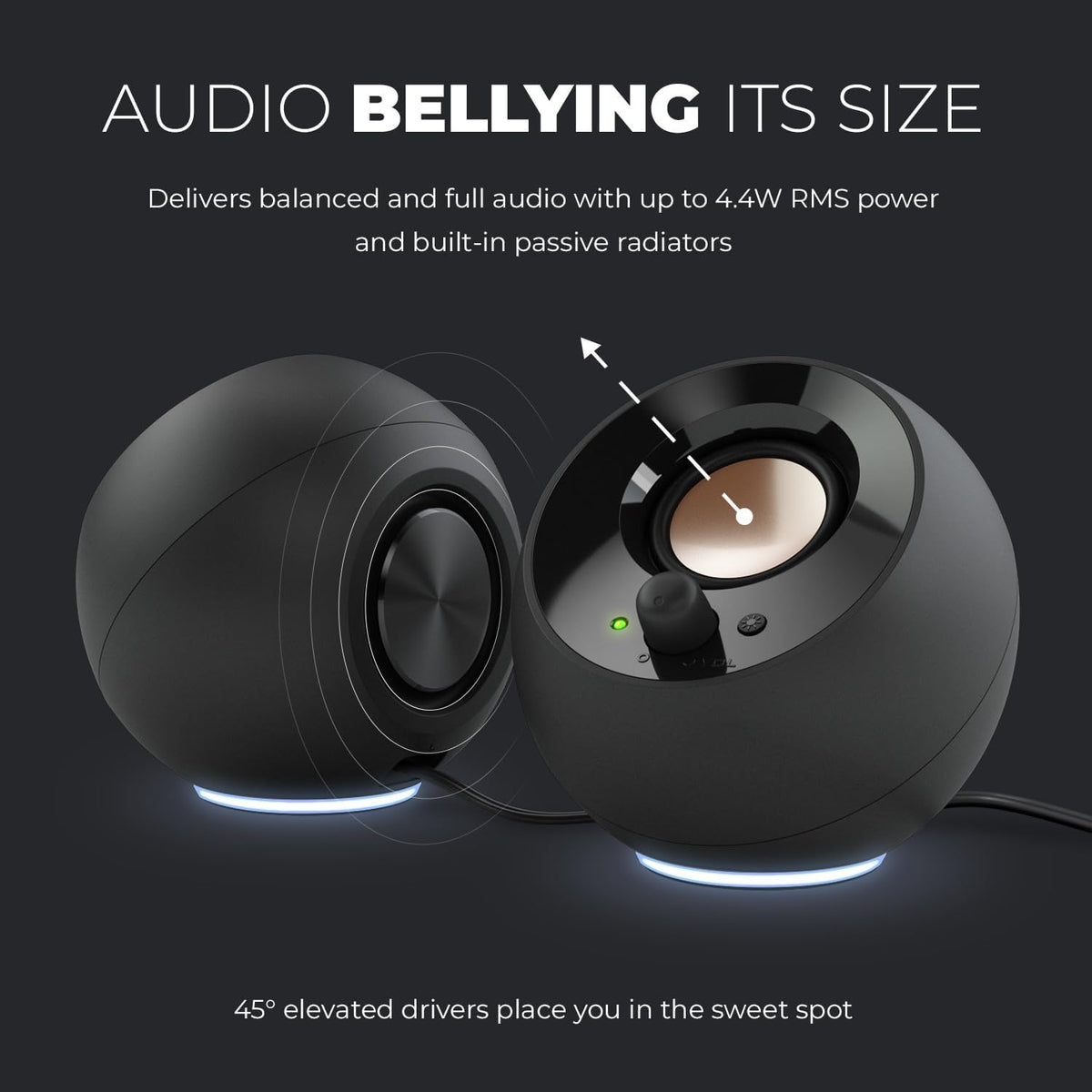 Creative Pebble SE Minimalist 2.0 USB-C Powered PC Speakers with RGB Lighting, 3.5 mm AUX-in, Up to 4.4W RMS Power for Computers and Laptops (Black)