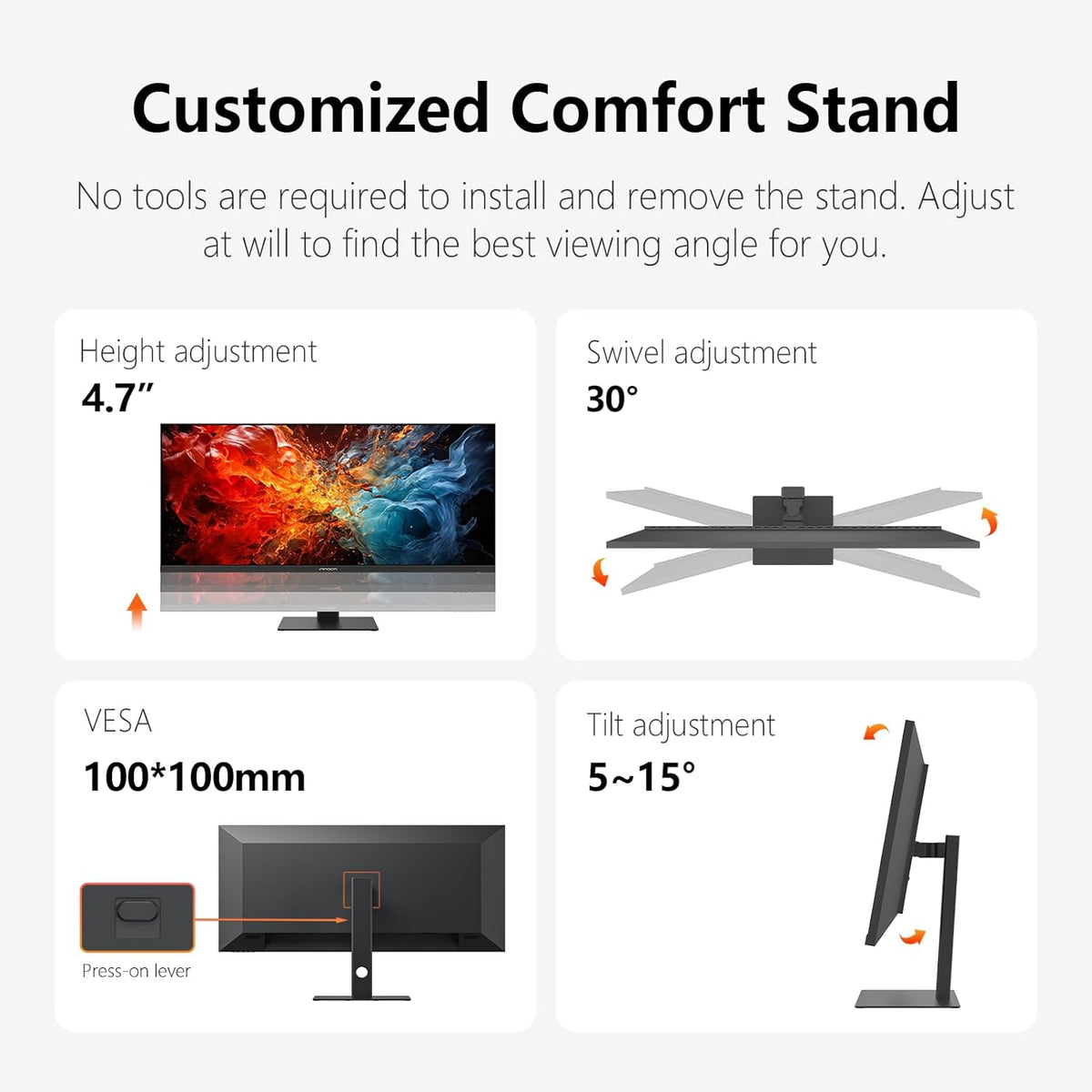 INNOCN 40 Inch 5K 5120 x 2160p Ultrawide Monitor for Laptop, 21:9, 100Hz, IPS, HDMI, DP, FreeSync, HDR400, USB-C, DeltaE<2, Built-in Speakers, Height Adjustable, Black - 40C1U