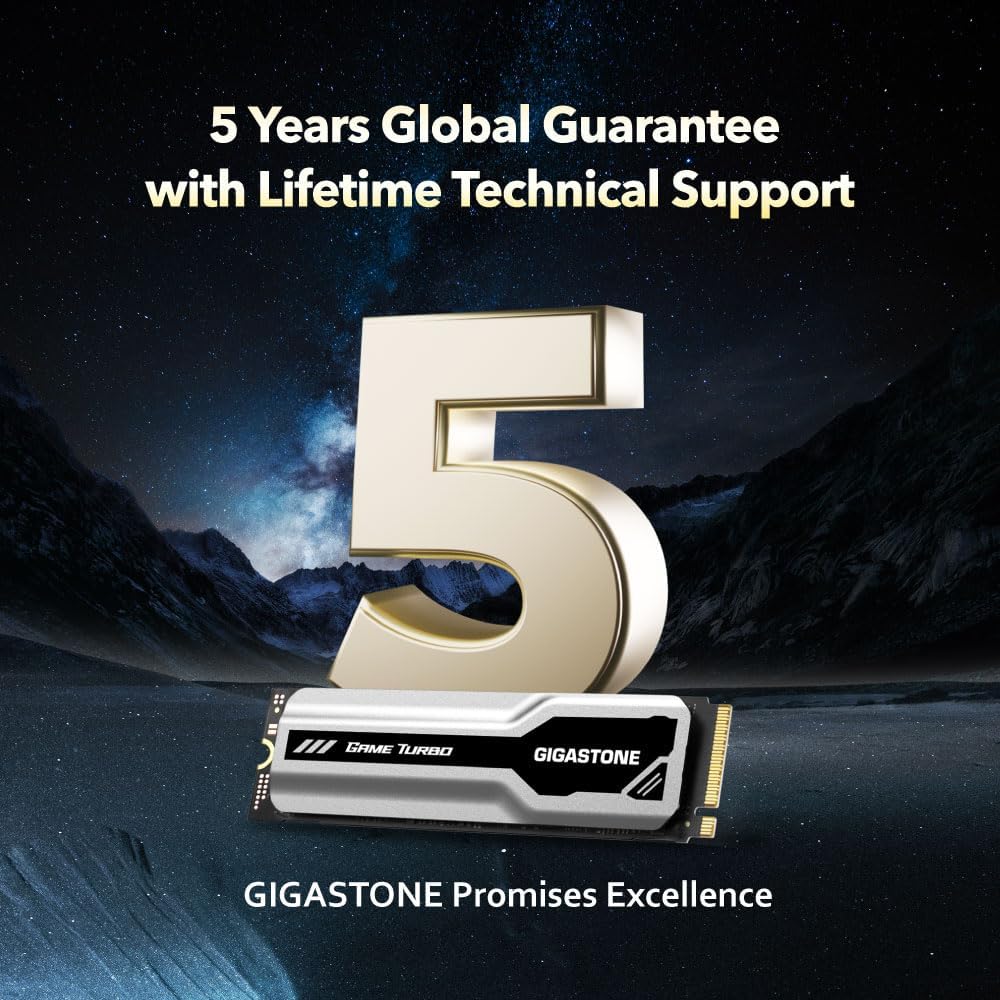 Gigastone M.2 SSD 500GB PCIe 3.0 NVMe SSD 3,000MB/s Internal Gaming Solid State Hard Drive Turbo Speed Heatsink Cooling Heat Dissipation PC Laptop Storage for Gamers Video Editing Creators