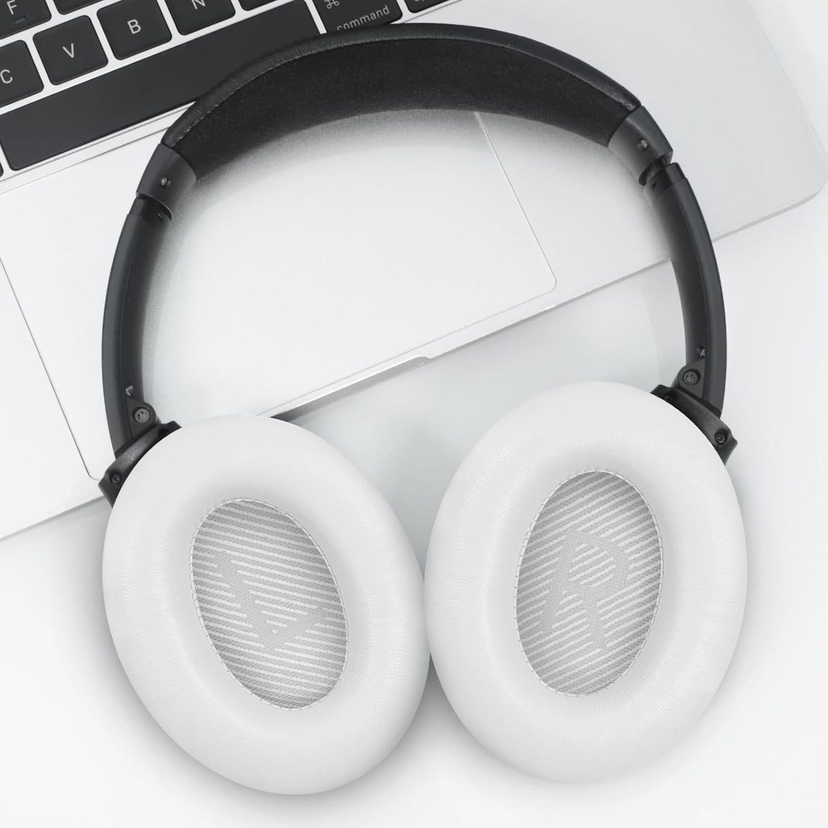 Headphones Replacement Ear Pads, Sheepskin Ear Cushions for Bose QuietComfort 35 (QC35) Improved Durability, Ear Pads Cushions with High-Density Foam, Thickness and Sound Isolation - White