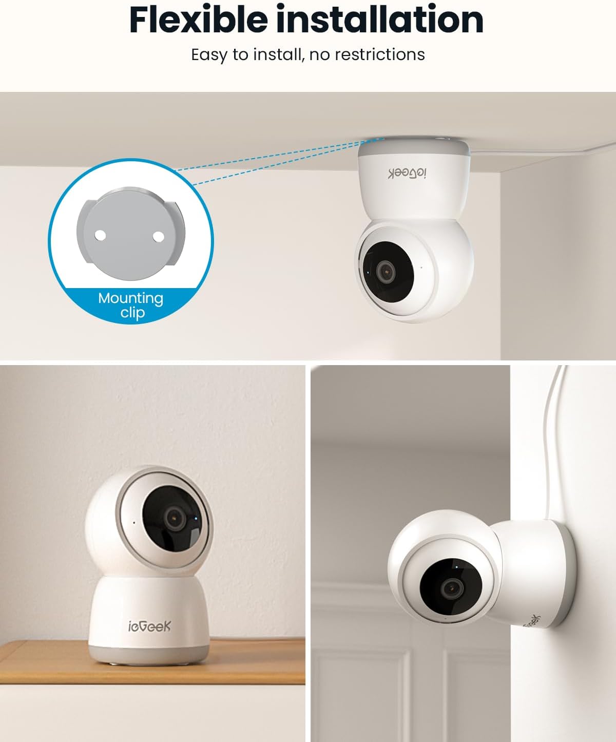 ieGeek 2K 5G 360 2-Way 24/7 (2 Pack) Indoor Camera, Cameras for Home Security, Security Camera Indoor, Pet/Dog/Baby