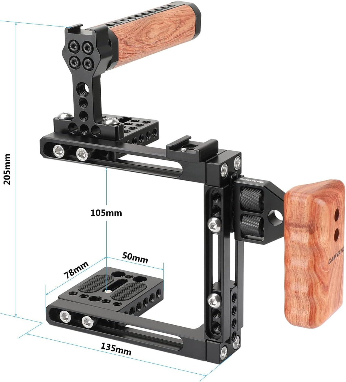 CAMVATE Universal Adjustable Camera Cage Fit for Right Handle and Left Handle Camera(Only Come with Left Handle Grip) - 1726