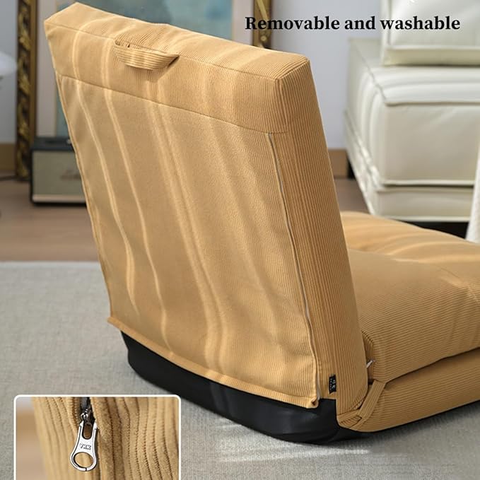 Floor Chair with Back Support Folding Floor Gaming Chair Adjustable Lazy Sofa Living Room for Adults & Kids One Seater Sofa Perfect for Reading Gaming Meditating(/Black)