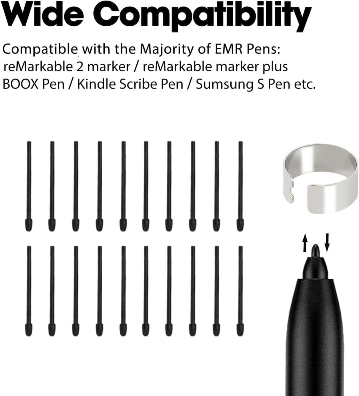 20 Pcs Pen Tips for Remarkable 2 Pen, Stylus Pen Tips Replacement for Remarkable 2 Stylus Marker Plus Pen Nibs with Reamove Tool