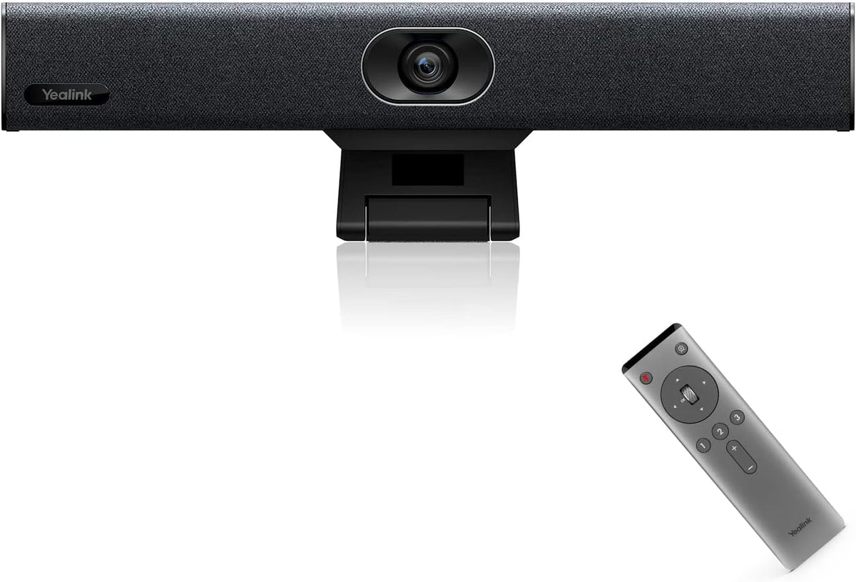 Yealink UVC34 Conference Room Camera 4K UHD Meeting Device 120°FoV Auto Framing Speaker Tracking AI Face Enhancement 8 Mic Arrays 5W High Fidelity Speaker All-in-one USB Video Bar