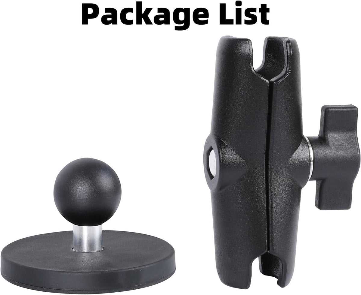 FPN 66mm 25mm /1 inch 3.54" Diameter Round Heavy-Duty Magnetic Base Mount with Rubber Coating Ball & Double Socket Arm