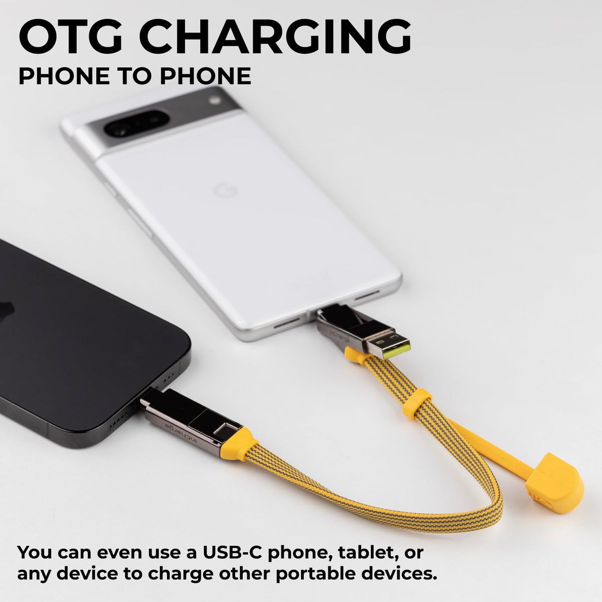 inCharge 30 cm 6-in-1 100W Rolling Square XL - USB-C Cable, Universal Smartphone Cable, Gift for Men, Universal Charger