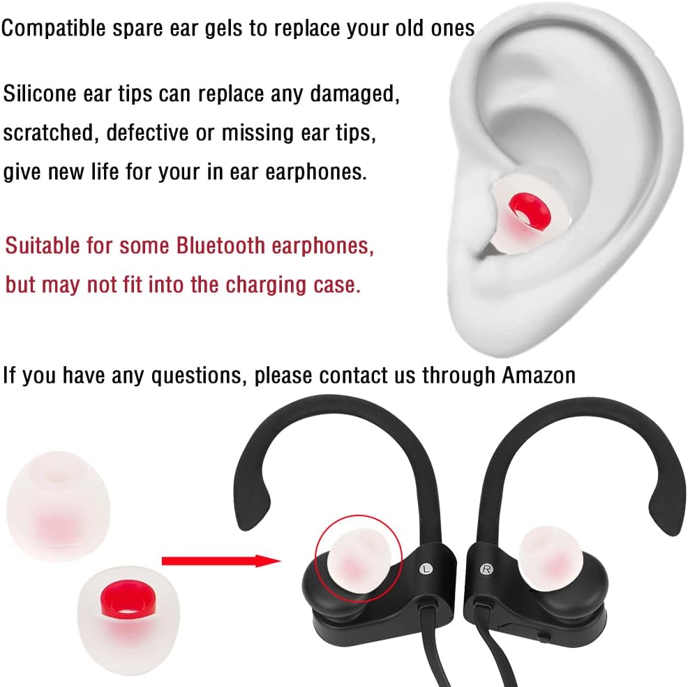 18 Pairs Silicone Earbud Tips Replacement Ear Tips for in- Ear Headphones Eartips (Inner Hole from 3.8mm-5.5mm Earphones) Earbud Replacement Tips Earbud Cap S M L