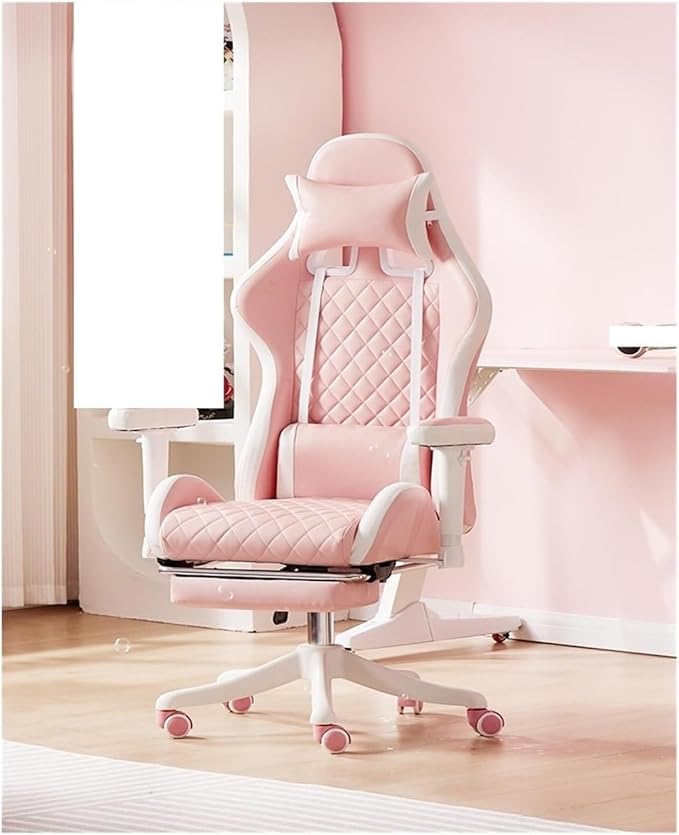 Computer Chair Chairs Gaming Chair Ergonomic Leather Chair Home Office Comfortable Game Swivel Chair Gamer Live Computer Chair Chair (Color : White)