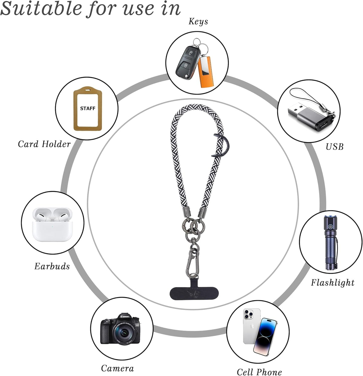 Cell Phone Wrist Strap Phone Lanyard Wrist Phone Wristlet Lanyard Hand Wristlet Strap (Zebra Black)