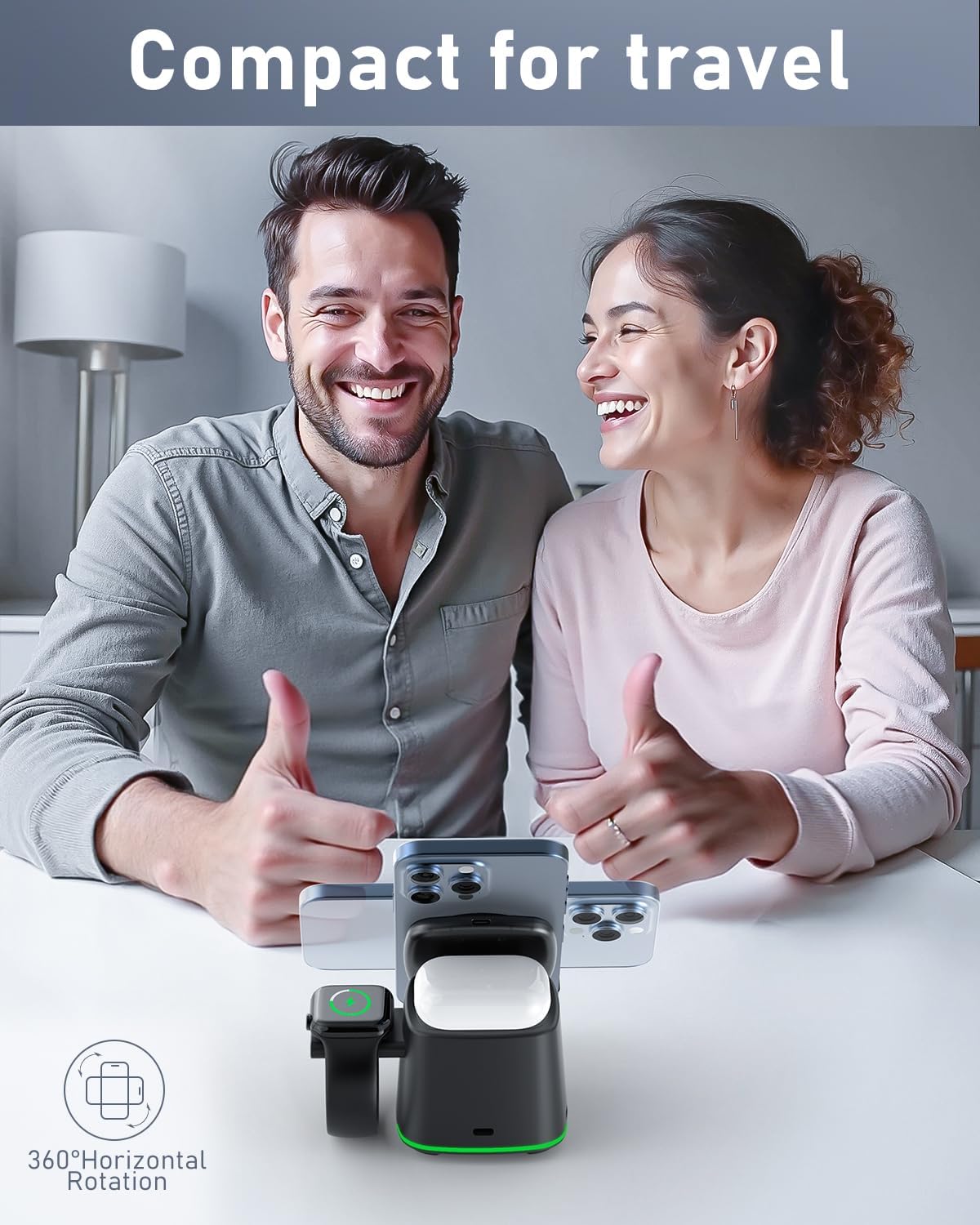 3 in 1 Charging Station for Apple Devices, Charger Stand for MagSafe, Qi2 15W Wireless Charging Station for Apple Watch& iPhone & AirPods& iWatch (with PD 30W Adapter)