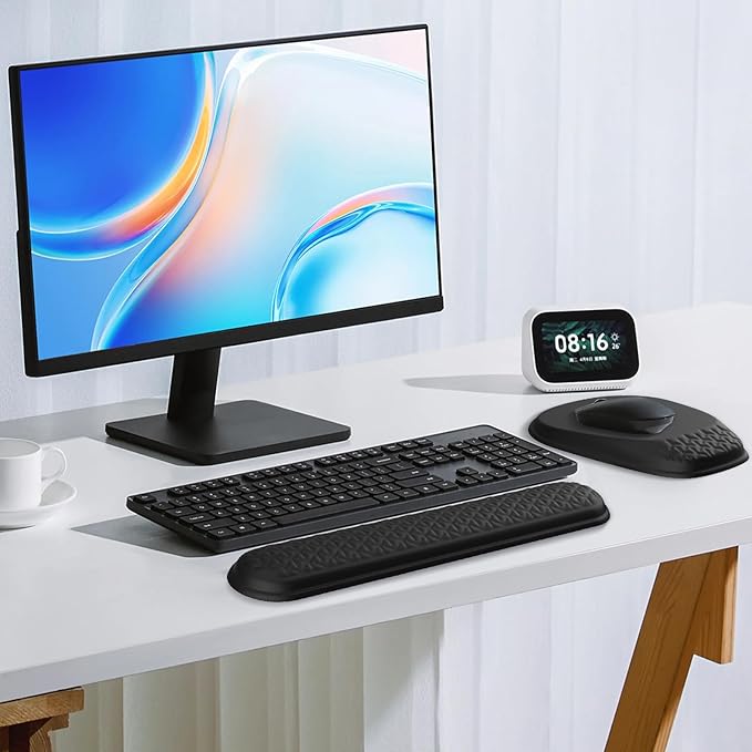Mouse Pad with Wrist Rest Comfortable Keyboard Wrist Rest Memory Foam Wrist Rest for Computer Keyboard Ergonomic Mouse Pad Set for Easy Typing & Pain Relief for Office Black