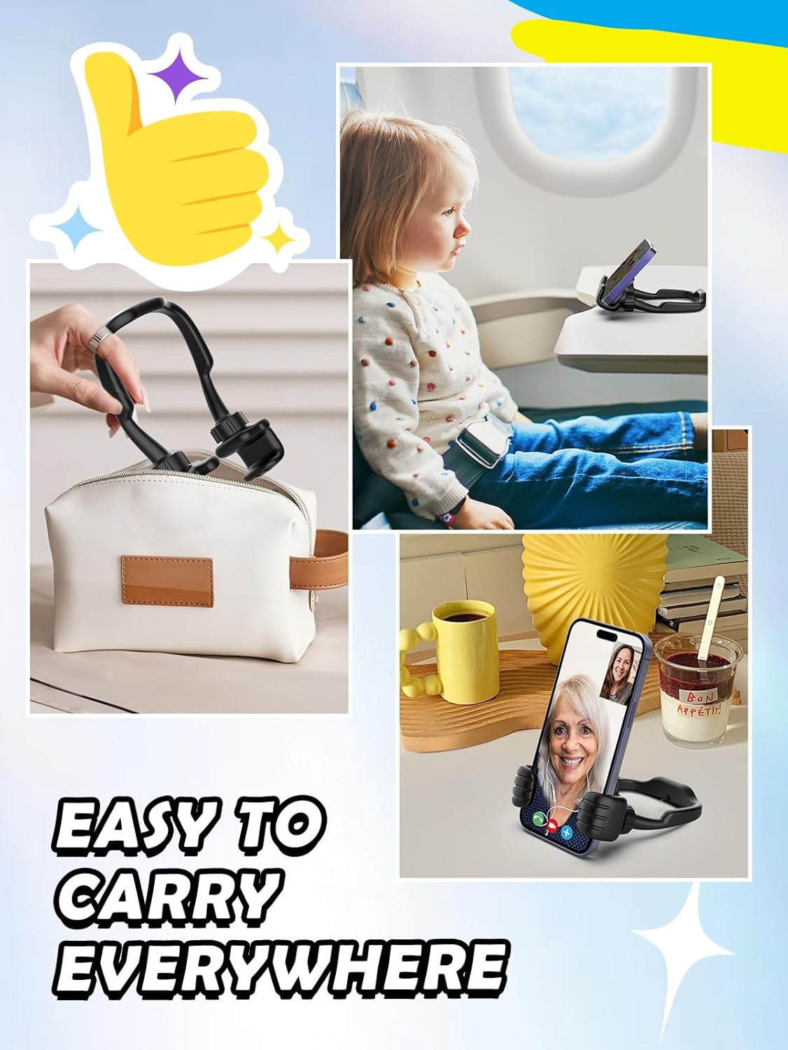 Dad Gifts for Fathers Day from Daughter Son Cell Phone Stand: 2 Pack UPGRADE Adjustable Thumbs Up Lazy Phone Holder for Desk Fun Birthday Gifts for Grandma Teens Girls Boys Adults Husband from Wife