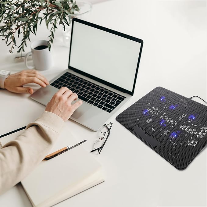 Vaguelly Laptop Cooling Pad 15.6 Inch with 1 Quiet Fan Black Laptop Cooler Stand for Gaming and Office Use Portable Cooling Base Compatible with 15.6 Notebooks