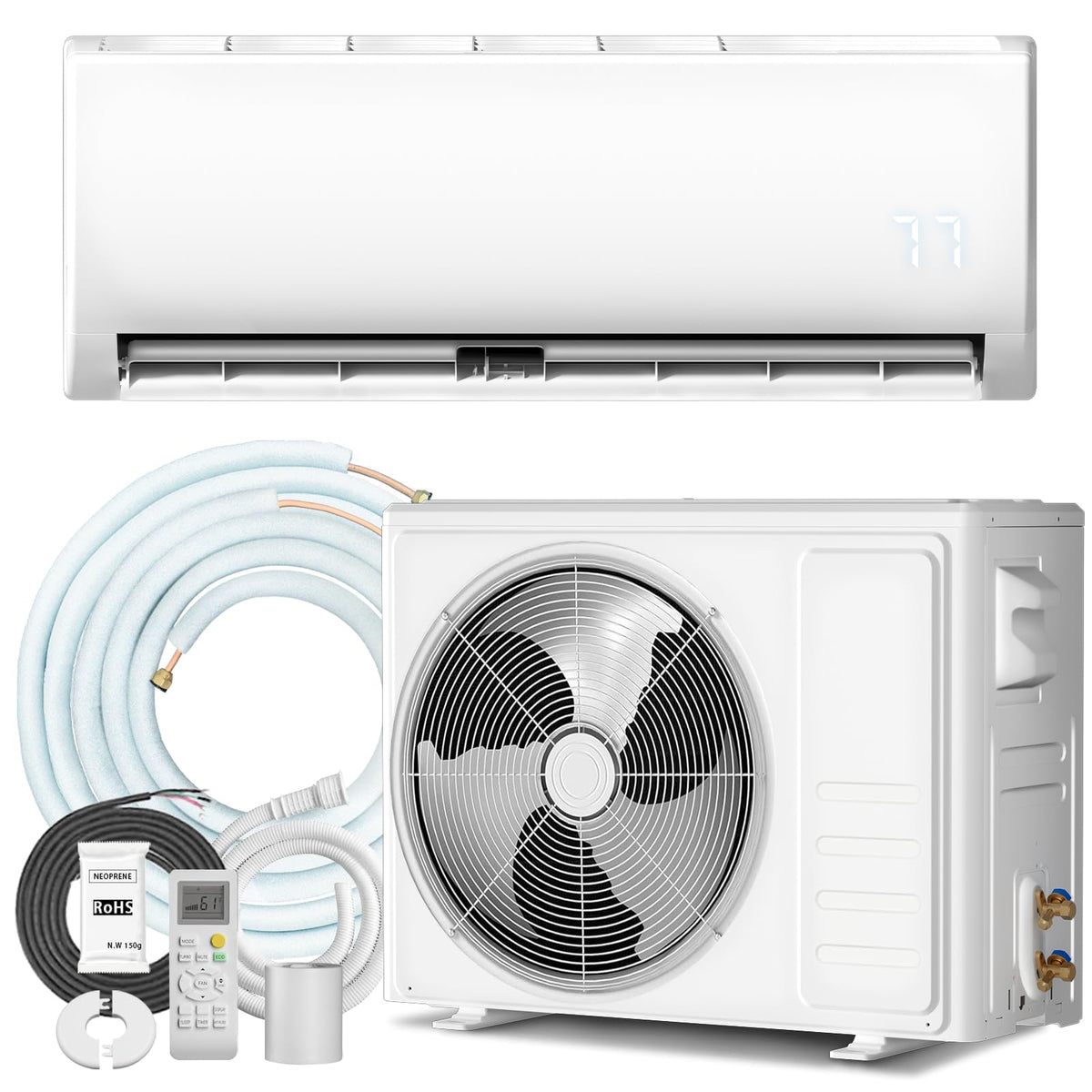 TMYICE 9000 BTU Mini Split AC/Heating System, 19 SEER2 115V Ductless Inverter Wall-Mounted Split AC Unit with Pre-Charged Conden
