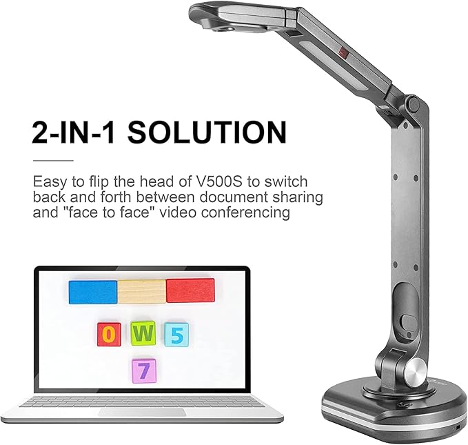 V500S 8MP Visual Presenter Web Camera by JoyUsing Online Webcam 30fps Learning & Teaching A3 Book & Document Scanner USB Plug and Play