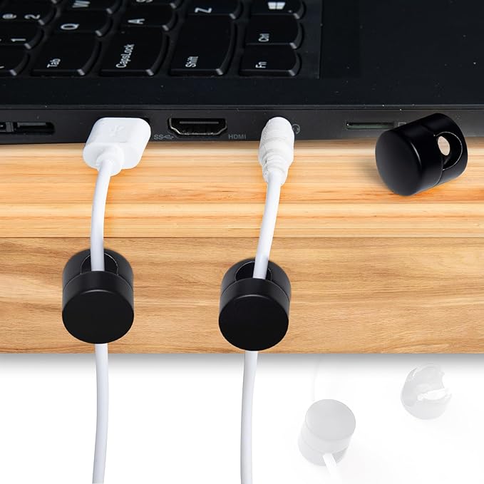 SmallCat 3 Sets Charger Holders for Cords, Matte Black Metal Cord Holder