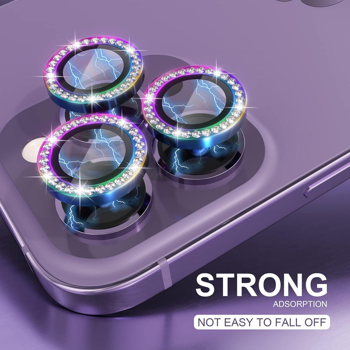 Choiche [3+1 for iPhone 14 Pro/iPhone 14 Pro Max Camera Lens Protector Bling, 9H Tempered Glass Camera Cover Screen Protector Metal Ring Decoration Accessories (Diamond-Colorful)