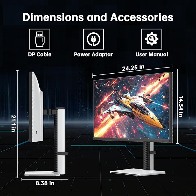 KTC 27 Inch White Gaming Monitor 300Hz/320Hz QHD 1440P Fast IPS Computer Monitor with Adaptive FreeSync HDR400 Height/Pivot/Swivel/Tilt Adjustable DP&HDMI(Renewed)