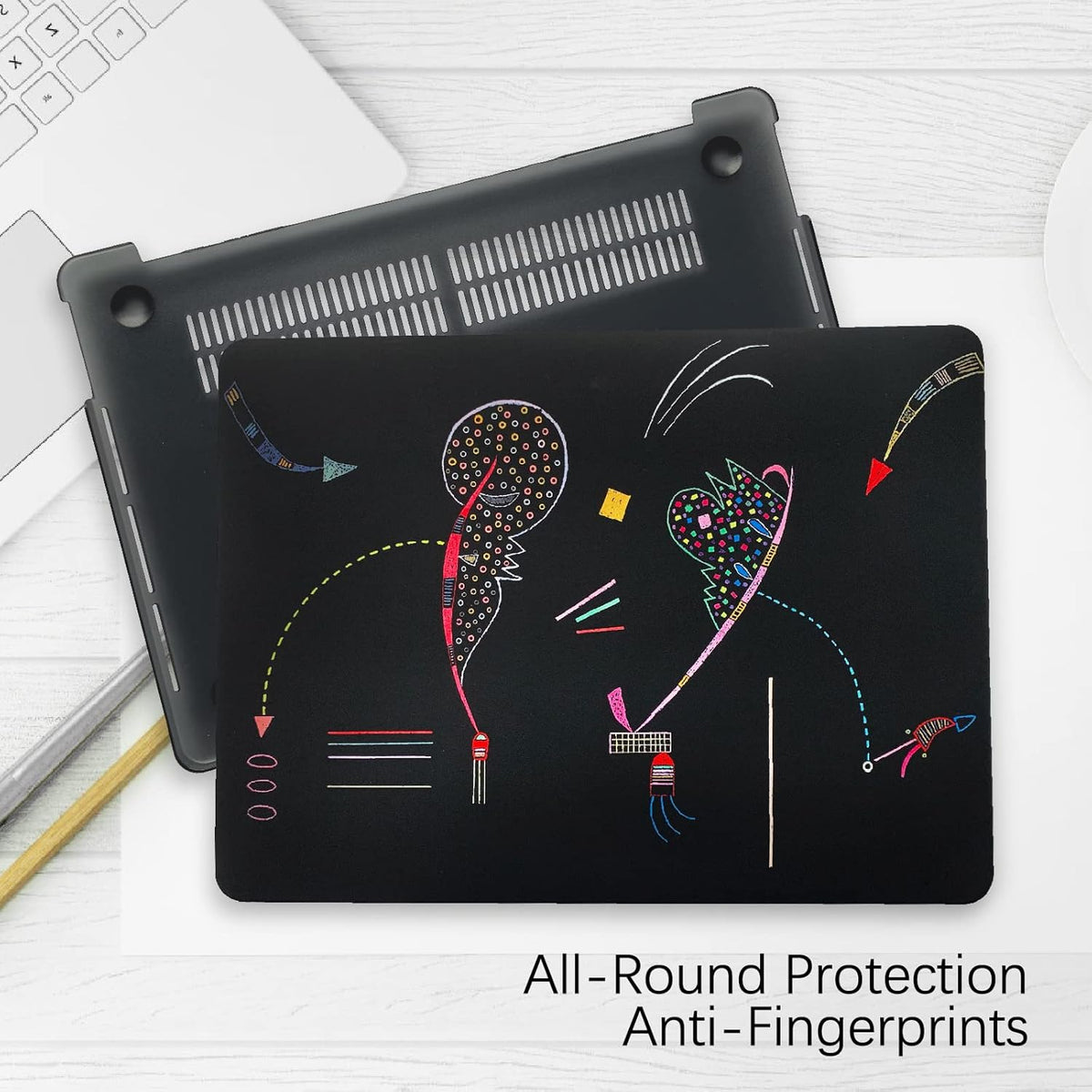 Berkin Arts for MacBook Air 13.6 inch Case A3240 A3113 A2681 (M4 M3 M2) 2025 2024-2022 Release with Keyboard Cover & Screen Naive Art Illustrated (Two Sides by Kandinsky)