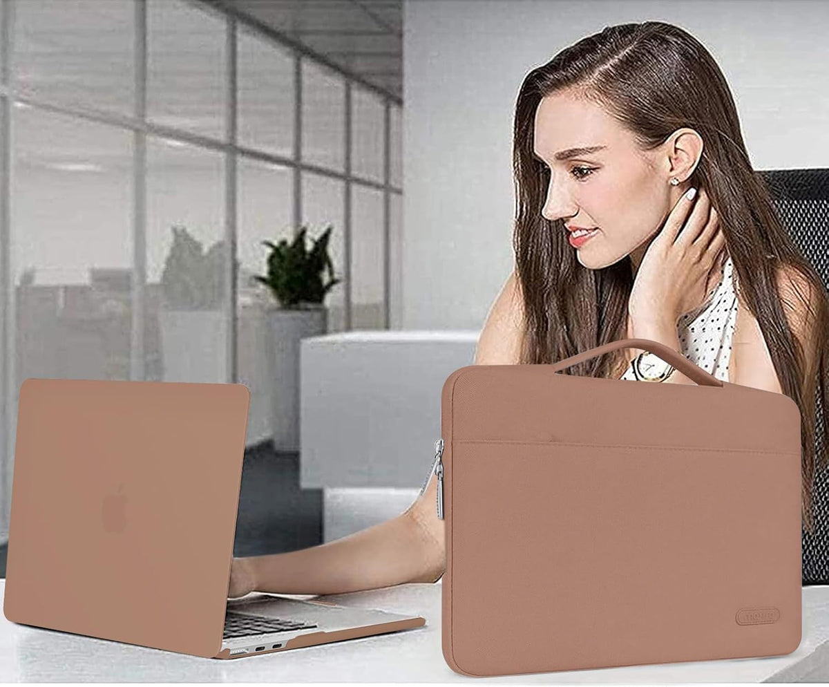 MOSISO Compatible with MacBook Air 13 inch Case 2025 2024 2023 2022 M4 A3240 M3 A3113 M2 A2681, Hard Shell&Sleeve Bag&Keyboard Skin&Webcam Cover&Screen Film for MacBook Air 13.6 inch, Caramel Brown