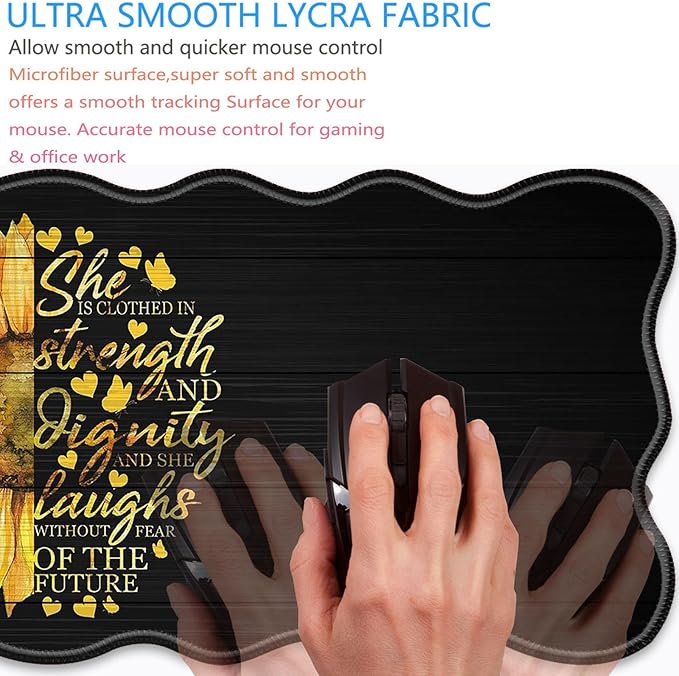 Bxgolkgd Desk Mat SetMouse Pad with Keyboard Wrist Rest & Mouse Wrist RestWave-Shaped DesignNon-Slip Rubber BaseErgonomic Desk Mat for HomeOfficeGamingQuote Bible Verse Proverbs 31:25