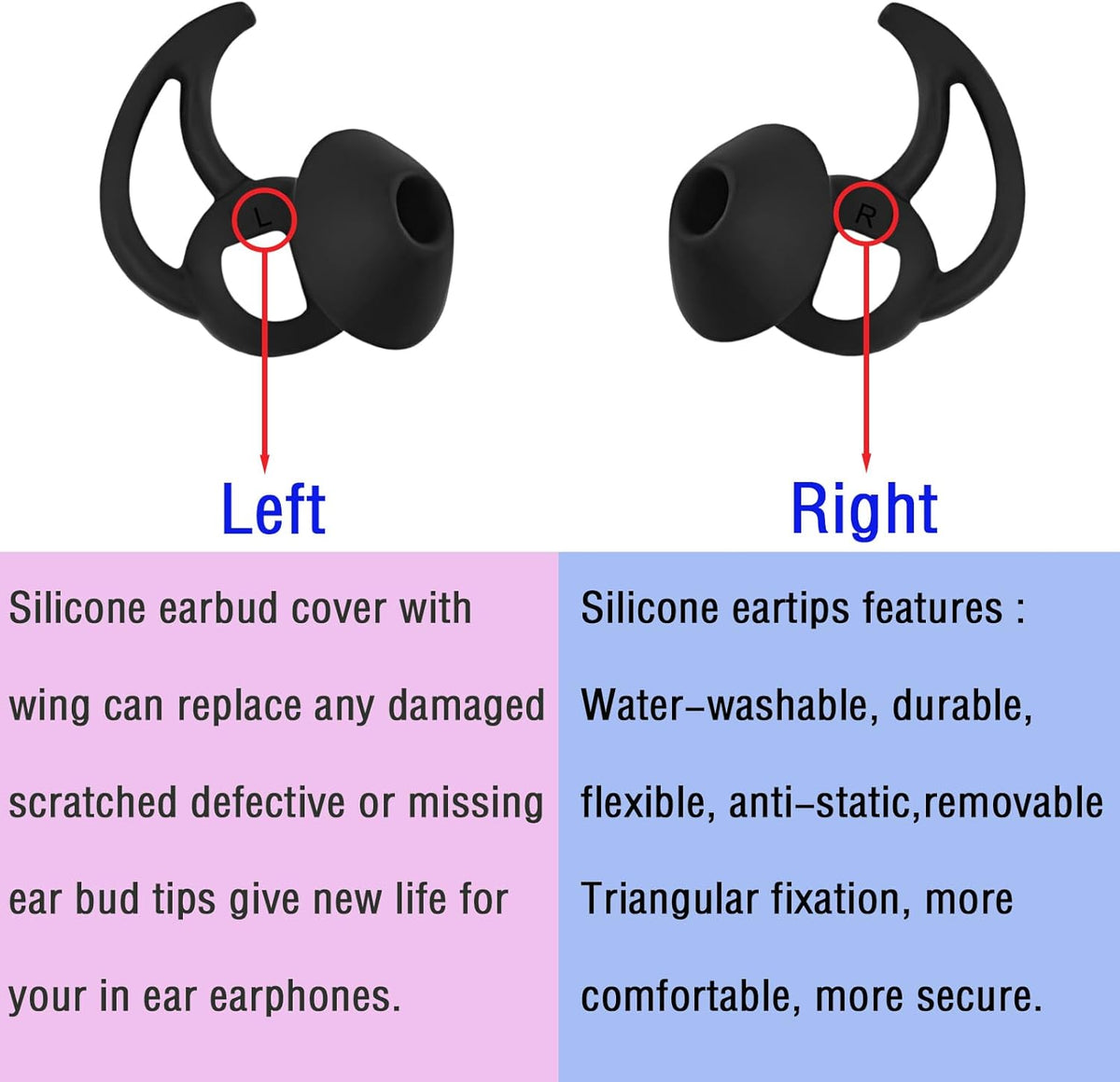 Earbud Replacement Tips Silicone Earbud Tips Ear Bud Covers Compatible with Bose Quietcomfort and Sport Headphone Ear Tips 3 Pairs S M L Black