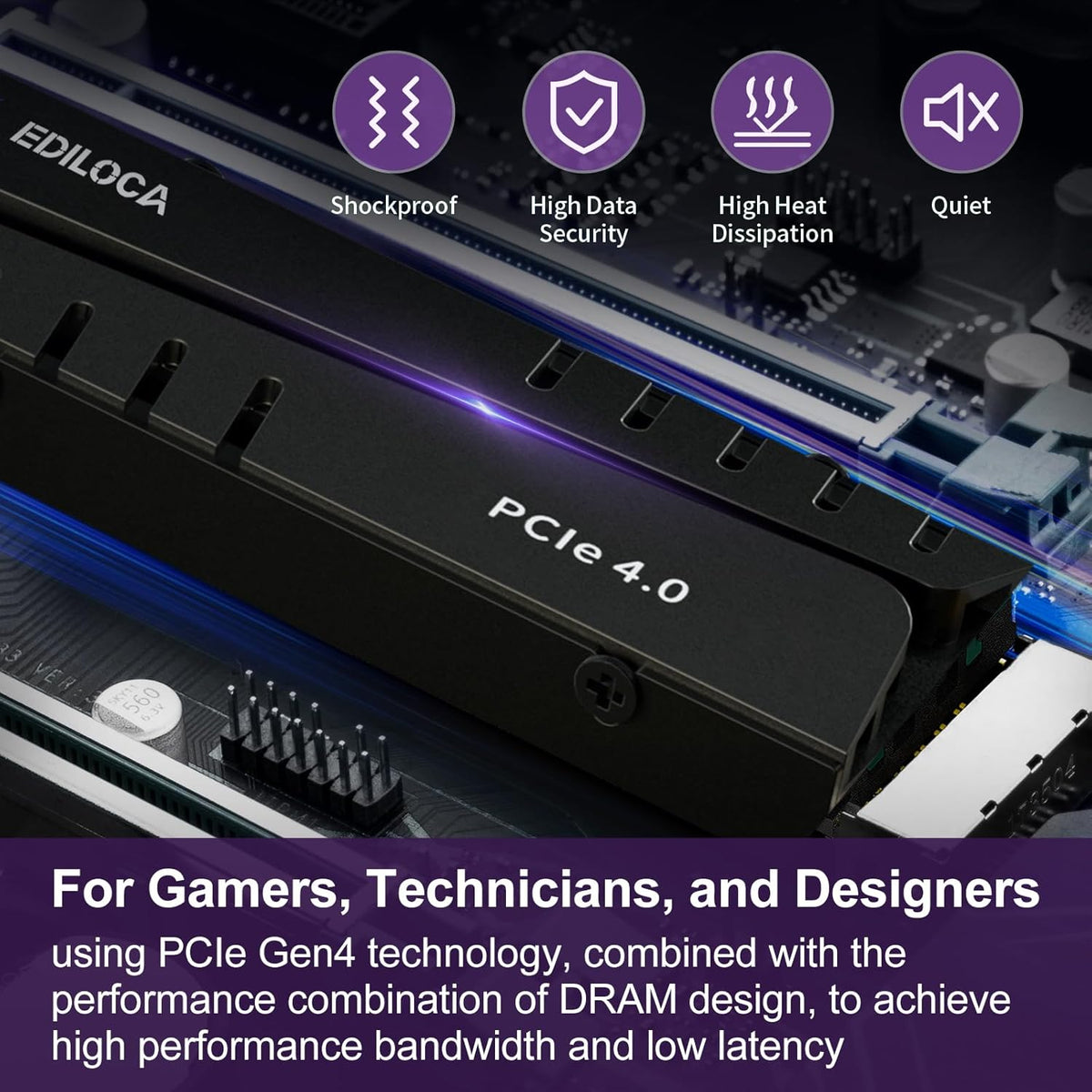 500GB PS5 SSD with Heatsink PCIe Gen4 NVMe M.2 Gaming SSD, 7400MB/s Read, 1GB DRAM Cache, 3D TLC | Internal Solid State Drive Compatible with PS5 & PC(EN855)